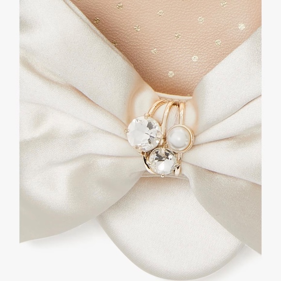 Kate Spade Happily Slingback Pumps Bridal Bow Ivory Satin Stiletto Heel Sandal 9 - Picture 5 of 16